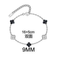 9MM Four-leaf Flower clover stainless steel Bracelet double side diamond color clover bracelet