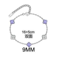 9MM Four-leaf Flower clover stainless steel Bracelet double side diamond color clover bracelet