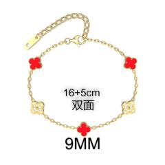 9MM Four-leaf Flower clover stainless steel Bracelet double side diamond color clover bracelet