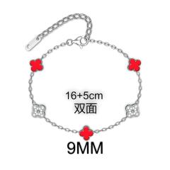 9MM Four-leaf Flower clover stainless steel Bracelet double side diamond color clover bracelet