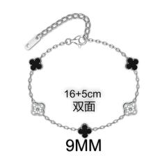 9MM Four-leaf Flower clover stainless steel Bracelet double side diamond color clover bracelet