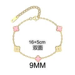 9MM Four-leaf Flower clover stainless steel Bracelet double side diamond color clover bracelet