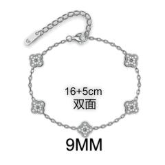 9MM Four-leaf Flower clover stainless steel Bracelet double side diamond color clover bracelet