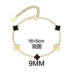 9MM Four-leaf Flower clover stainless steel Bracelet double side diamond color clover bracelet