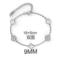 9MM Four-leaf Flower clover stainless steel Bracelet double side diamond color clover bracelet
