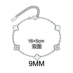 9MM Four-leaf Flower clover stainless steel Bracelet double side diamond color clover bracelet