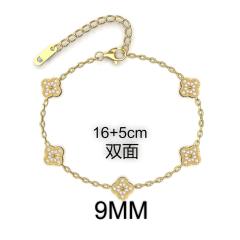 9MM Four-leaf Flower clover stainless steel Bracelet double side diamond color clover bracelet
