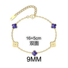 9MM Four-leaf Flower clover stainless steel Bracelet double side diamond color clover bracelet