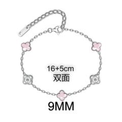 9MM Four-leaf Flower clover stainless steel Bracelet double side diamond color clover bracelet