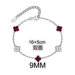 9MM Four-leaf Flower clover stainless steel Bracelet double side diamond color clover bracelet
