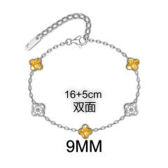 9MM Four-leaf Flower clover stainless steel Bracelet double side diamond color clover bracelet