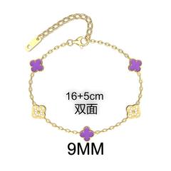 9MM Four-leaf Flower clover stainless steel Bracelet double side diamond color clover bracelet