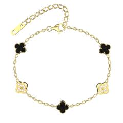 9MM Four-leaf Flower clover stainless steel Bracelet double side diamond color clover bracelet