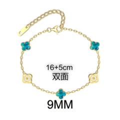9MM Four-leaf Flower clover stainless steel Bracelet double side diamond color clover bracelet