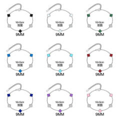9MM Four-leaf Flower clover stainless steel Bracelet double side diamond color clover bracelet