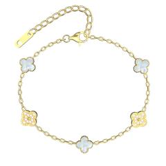 9MM Four-leaf Flower clover stainless steel Bracelet double side diamond color clover bracelet