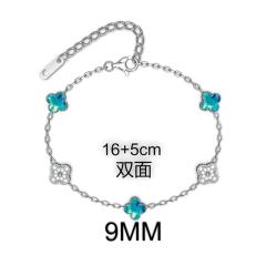 9MM Four-leaf Flower clover stainless steel Bracelet double side diamond color clover bracelet