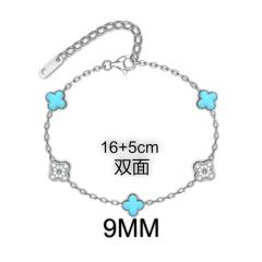 9MM Four-leaf Flower clover stainless steel Bracelet double side diamond color clover bracelet