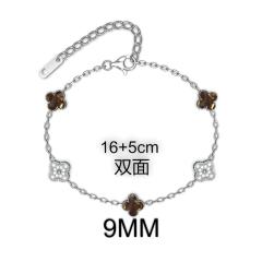 9MM Four-leaf Flower clover stainless steel Bracelet double side diamond color clover bracelet