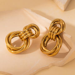 304 stainless steel double circle geometric stainless steel earrings