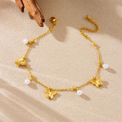 Fashion Versatile Beach Style Simple Compact Marine Life charm Stainless Steel anklet