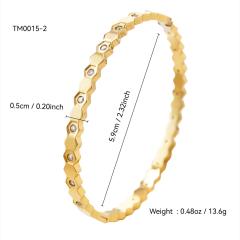18KG concise hollow out diamond heart stainless steel bangle bacelet