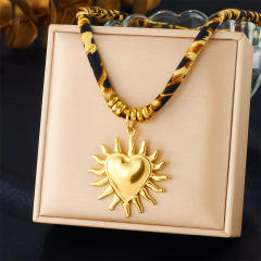 Creative Printed Cotton Chain Metal Stainless Steel Multi-Element Pendant Love Butterfly Necklace
