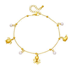 Fashion Versatile Beach Style Simple Compact Marine Life charm Stainless Steel anklet