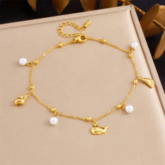 Fashion Versatile Beach Style Simple Compact Marine Life charm Stainless Steel anklet