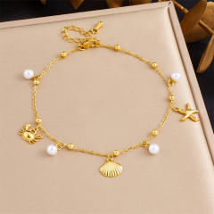 Fashion Versatile Beach Style Simple Compact Marine Life charm Stainless Steel anklet