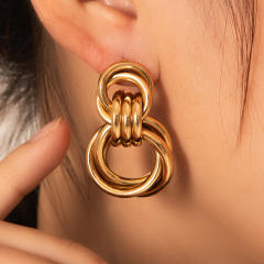 304 stainless steel double circle geometric stainless steel earrings