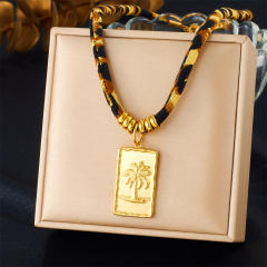 Creative Printed Cotton Chain Metal Stainless Steel Multi-Element Pendant Love Butterfly Necklace