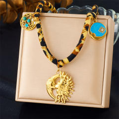 Creative Printed Cotton Chain Metal Stainless Steel Multi-Element Pendant Love Butterfly Necklace