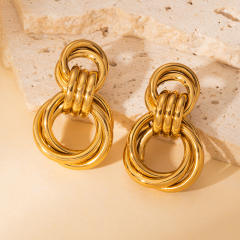 304 stainless steel double circle geometric stainless steel earrings