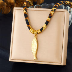 Creative Printed Cotton Chain Metal Stainless Steel Multi-Element Pendant Love Butterfly Necklace