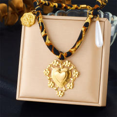Creative Printed Cotton Chain Metal Stainless Steel Multi-Element Pendant Love Butterfly Necklace