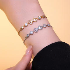 Elegant Real Gold Electroplating High-End Shell Butterfly Inlaid Zircon Bracelet