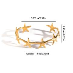 Stainless steel cuff bangle bracelet fashion starfish sea shell marine holiday jewelry