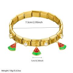 Summer Fruit Series enamel Diamond Watermelon charm stainless steel bangle bracelet