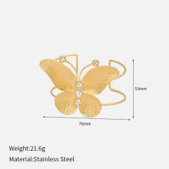 Exaggerated Zircon Three-dimensional Butterfly Leaf Opening Bracelet stainless steel bangle bracelet