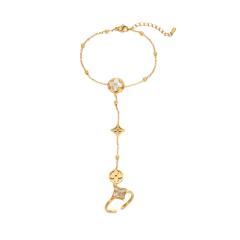 White shell mother shell inlaid clover stainless steel ring bracelet for women