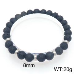 8mm natural stone bead stainless steel bead bracelet for men women