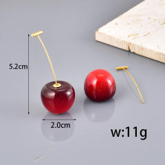 Popular Titanium Steel Red Cherry Earrings stainless steel summer fruit earrings