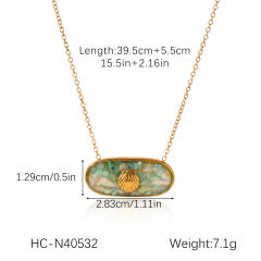 Marine Style Stainless Steel Epoxy Broken Shell Necklace Starfish Open Ring jewelry suit