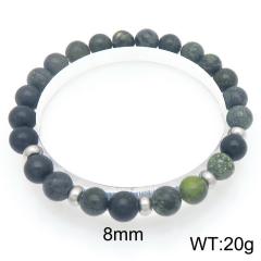 8mm natural stone bead stainless steel bead bracelet for men women