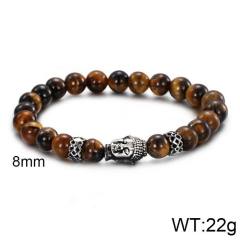 Men's Bracelet Volcanic Tiger Eye Stone Beaded Elastic Bracelet Buddha Head Bracelet