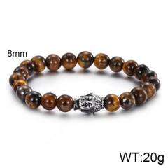 Men's Bracelet Volcanic Tiger Eye Stone Beaded Elastic Bracelet Buddha Head Bracelet