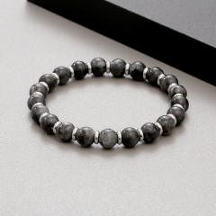 Natural stone geometric beaded bracelet 8mm tiger eye stainless steel beaded bracelet for men women