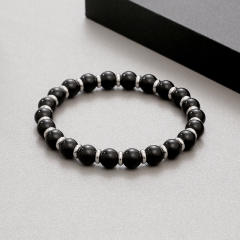 Natural stone geometric beaded bracelet 8mm tiger eye stainless steel beaded bracelet for men women