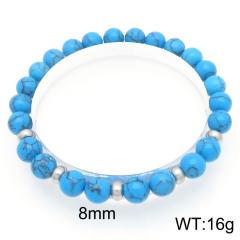 8mm natural stone bead stainless steel bead bracelet for men women